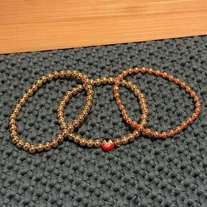 Baublebar Disney Minnie Mouse Mickey Mouse Gold Bead Stretch Bracelet Set of 3